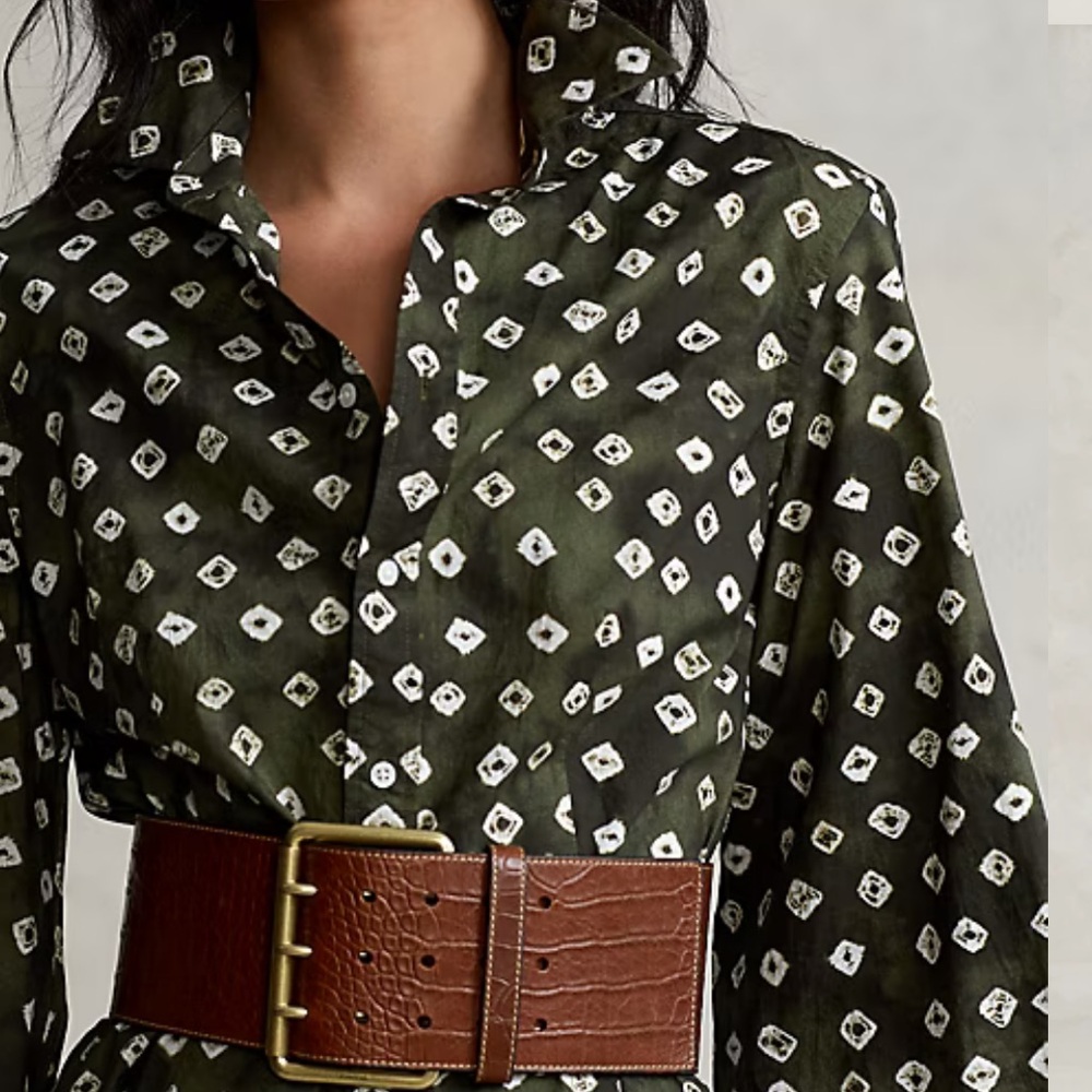 Polo Ralph Lauren Block-Print Tie-Cuff Cotton Shirtdress - Picture 4 of 10